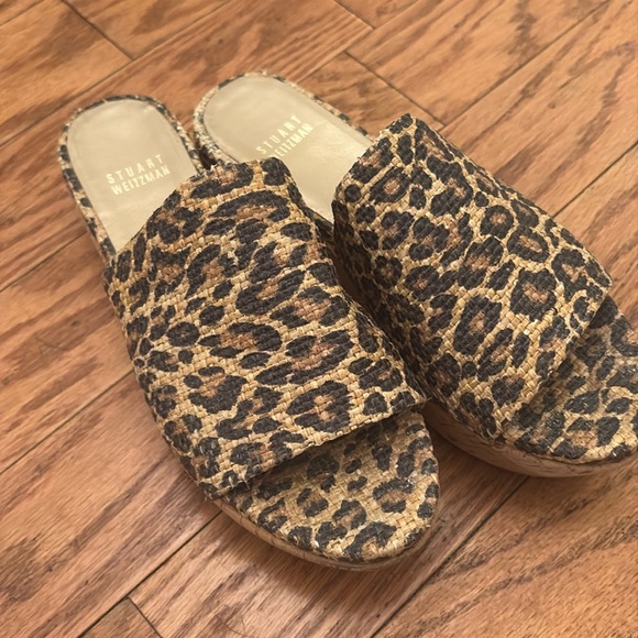 Stuart Weitzman Sandals Slides Cork Wedge Platform 6.5 - Picture 2 of 5